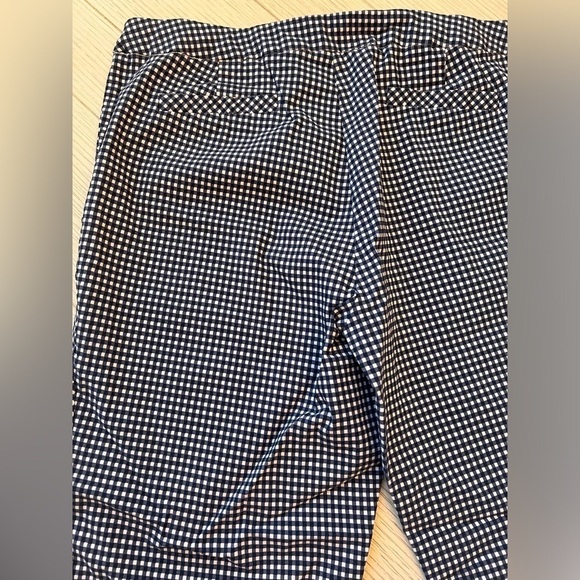 Hope & Harlow blue and white checked print ankle pants. Elastic waist. Size L - Picture 8 of 10